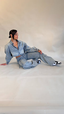 Mirage Wide Leg Denim Jumpsuit