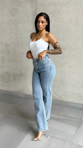 Extra Long Ripped Straight Leg Jeans