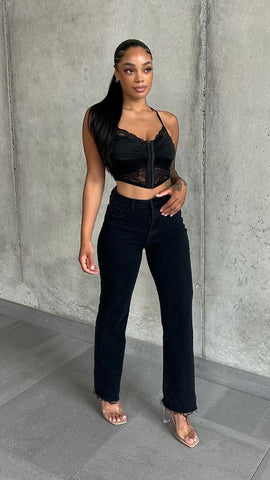 Extra Long Straight Leg Jeans Black