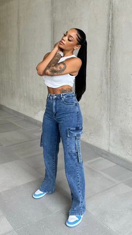 Extra Long Ripped Straight Leg Jeans