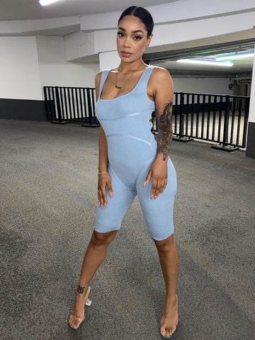 Nardo grey Shape Seamless Zipper Jumpsuit