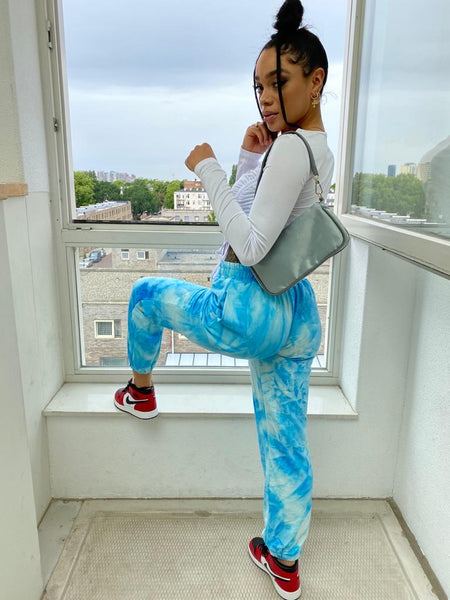 Blue tie dye joggers outlet
