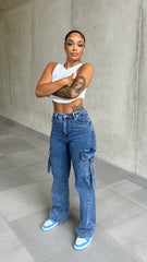 Blue Cargo Pocket Jeans