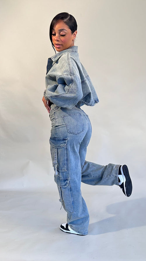 Perth Wide Leg Cargo Jeans