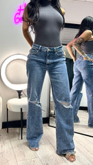 Sidney Wide Leg Ripped Knee Jeans