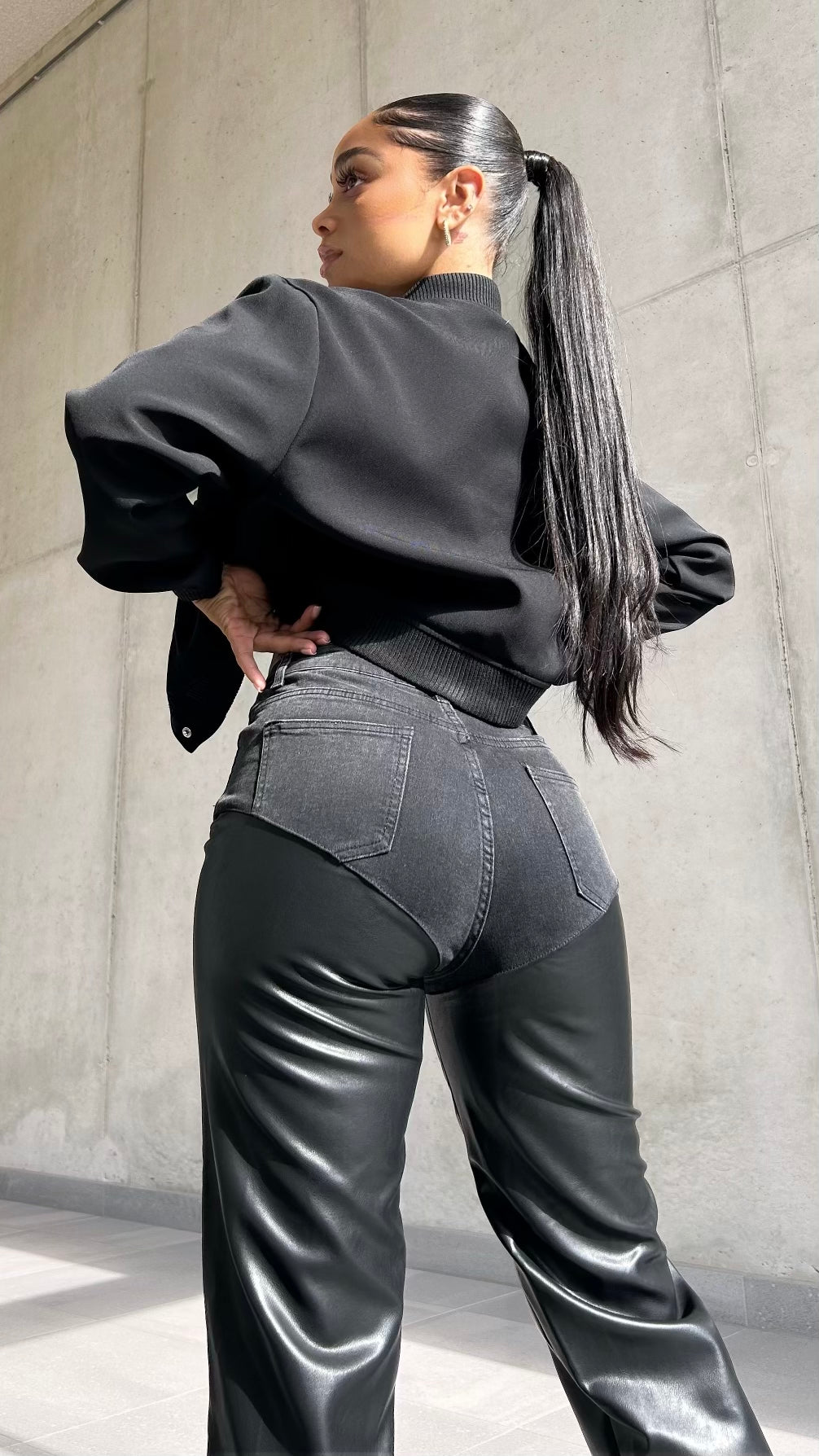Contour Denim Leather Pants