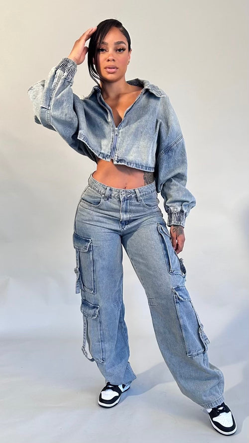 Perth Wide Leg Cargo Jeans