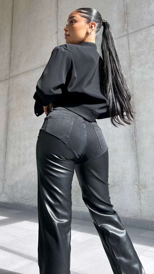 Contour Denim Leather Pants