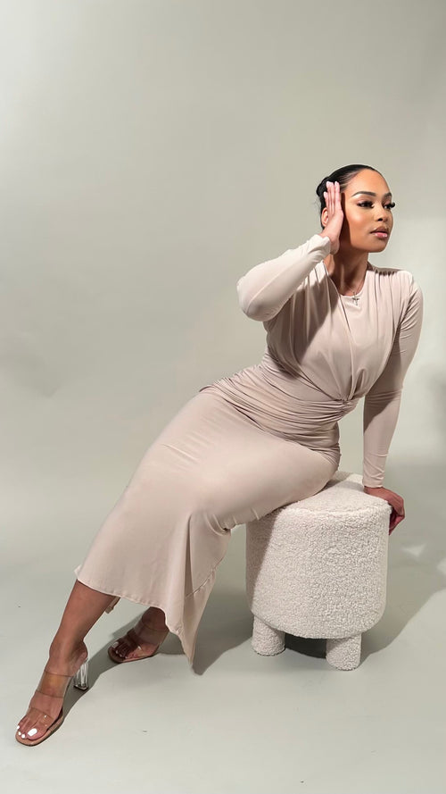 Krisa Twisted Knot Long Dress(Curve)