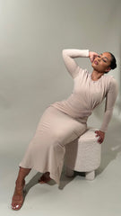 Krisa Twisted Knot Long Dress(Curve)