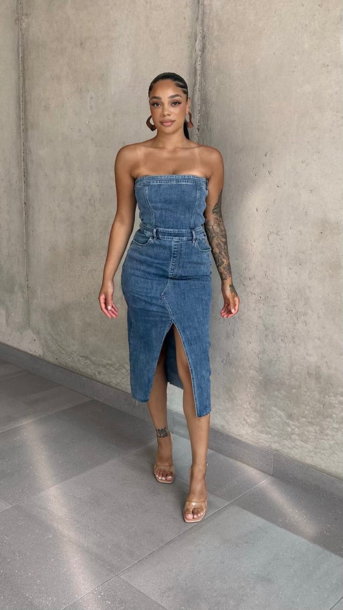 Tessa Front Split Denim Dress