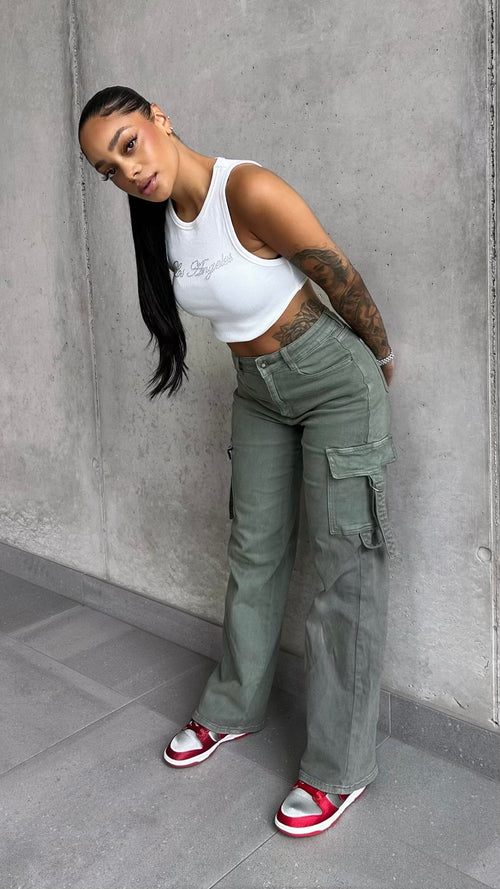 Khaki Cargo Pocket Jeans