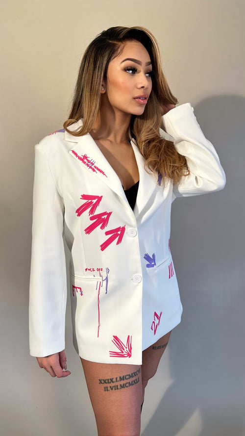 Graffiti Print Blazer