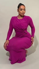 Krisa Twisted Knot Long Dress(Curve)