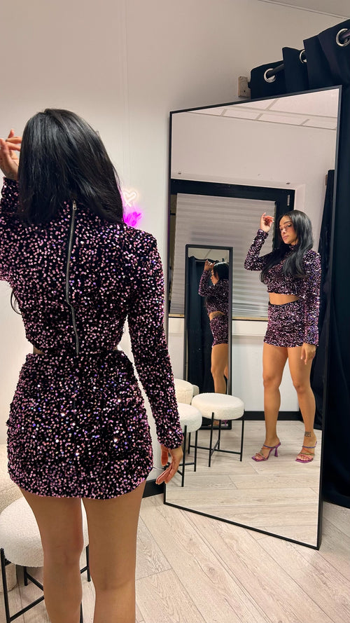 Jovina Sequin Velvet short Rosé