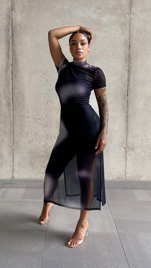 Nobiya Tie and Dye Mesh Dress