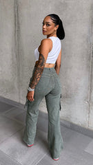 Khaki Cargo Pocket Jeans