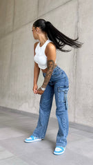 Blue Cargo Pocket Jeans