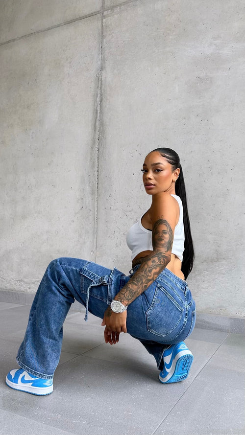 Blue Cargo Pocket Jeans