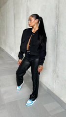 Contour Denim Leather Pants