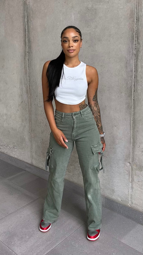Khaki Cargo Pocket Jeans