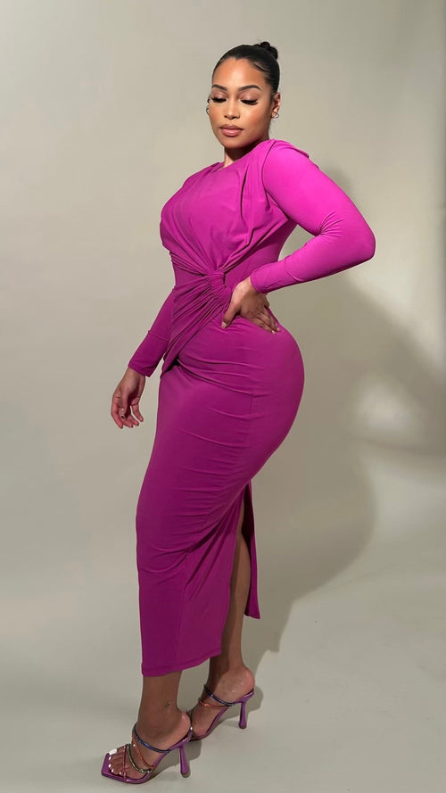 Krisa Twisted Knot Long Dress(Curve)
