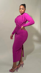 Krisa Twisted Knot Long Dress(Curve)