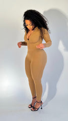 Skin Tone Shape Seamless Zipper Jumpsuit