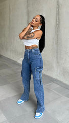 Blue Cargo Pocket Jeans