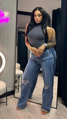 Sidney Wide Leg Ripped Knee Jeans