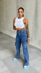 Blue Cargo Pocket Jeans