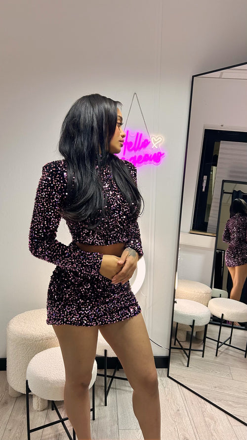 Jovina Sequin Velvet top Rosé