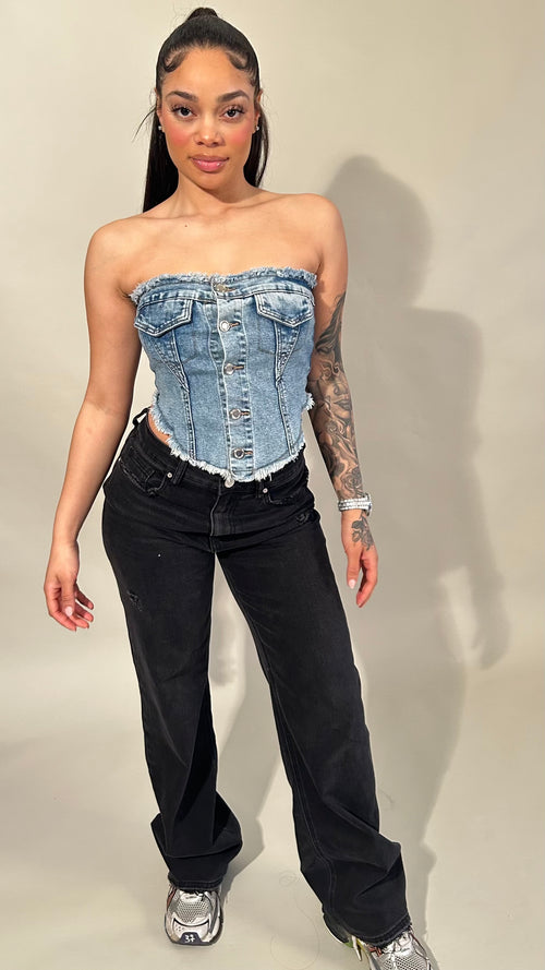 Manilla Washed Black Wide Leg Jeans