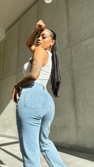 Yade Straight Leg Rhinestone Jeans