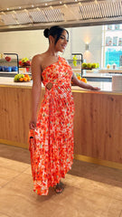 Plisse Cut Out Flower Dress