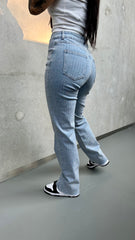 Rhinestone Straight Leg Jeans Blue