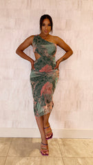 Mesh Sheer Abstract Cut Out Dress