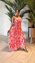 Plisse Cut Out Flower Dress