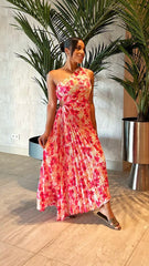 Plisse Cut Out Flower Dress