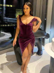 Purple Velvet Corset Dress