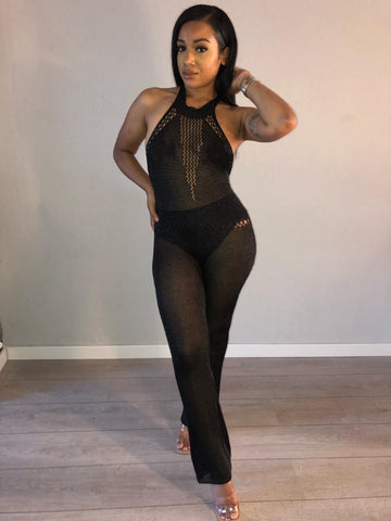 Choclate Jersey Scoop Neck Jumpsuit