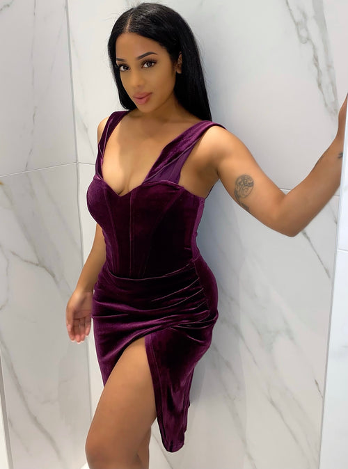 Purple Velvet Corset Dress