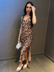 Zebra Side Ruched Dress