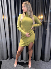 Marisa Ribbed High Neck Dress