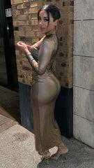Bronze Metallic Long Dress