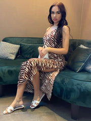 Zebra Side Ruched Dress