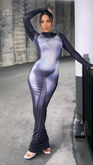 Body Print Illusion Maxi Dress