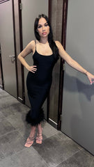 Persia Feather Trim Bandage Dress