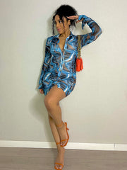 Anika Multi Print Abstract Mesh Dress