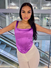 Jia Purple Satin Boned Corset